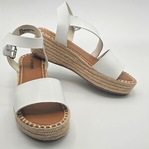 White Espadrille Sandals with Wedge Sole